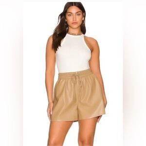 Good American Better than Leather Drawstring Taupe Tan Shorts Size 1 medium